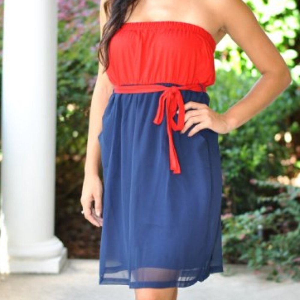 Touchdown Pass Dress - Red/Blue